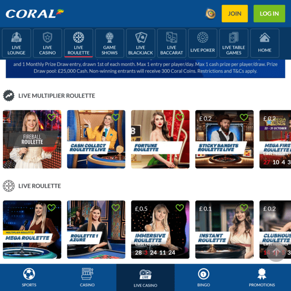 Coral Casino Featured Games