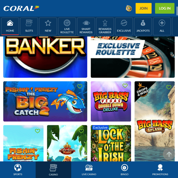 Coral Casino Games Selection