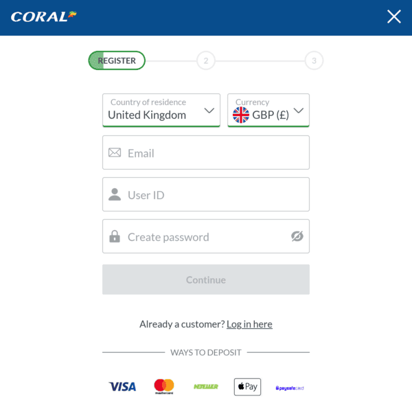 Coral Casino Registration Form